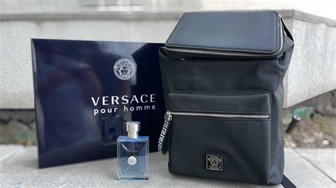 versace bag with cologne|macy's versace perfume with backpack.